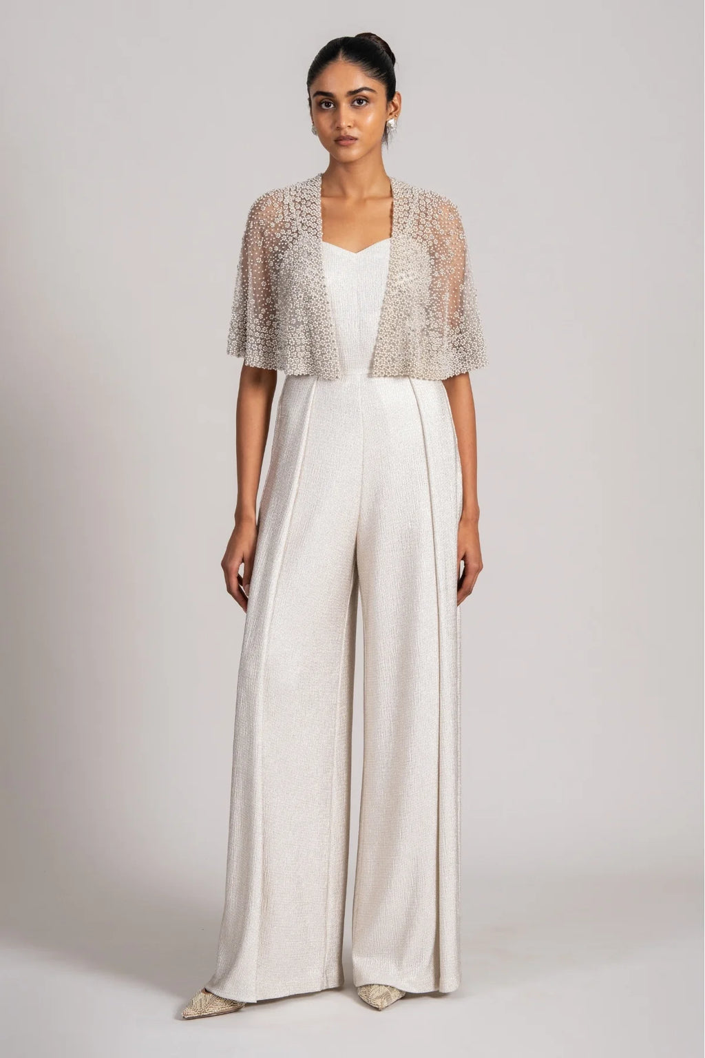 Ivory Jumpsuit With Cape