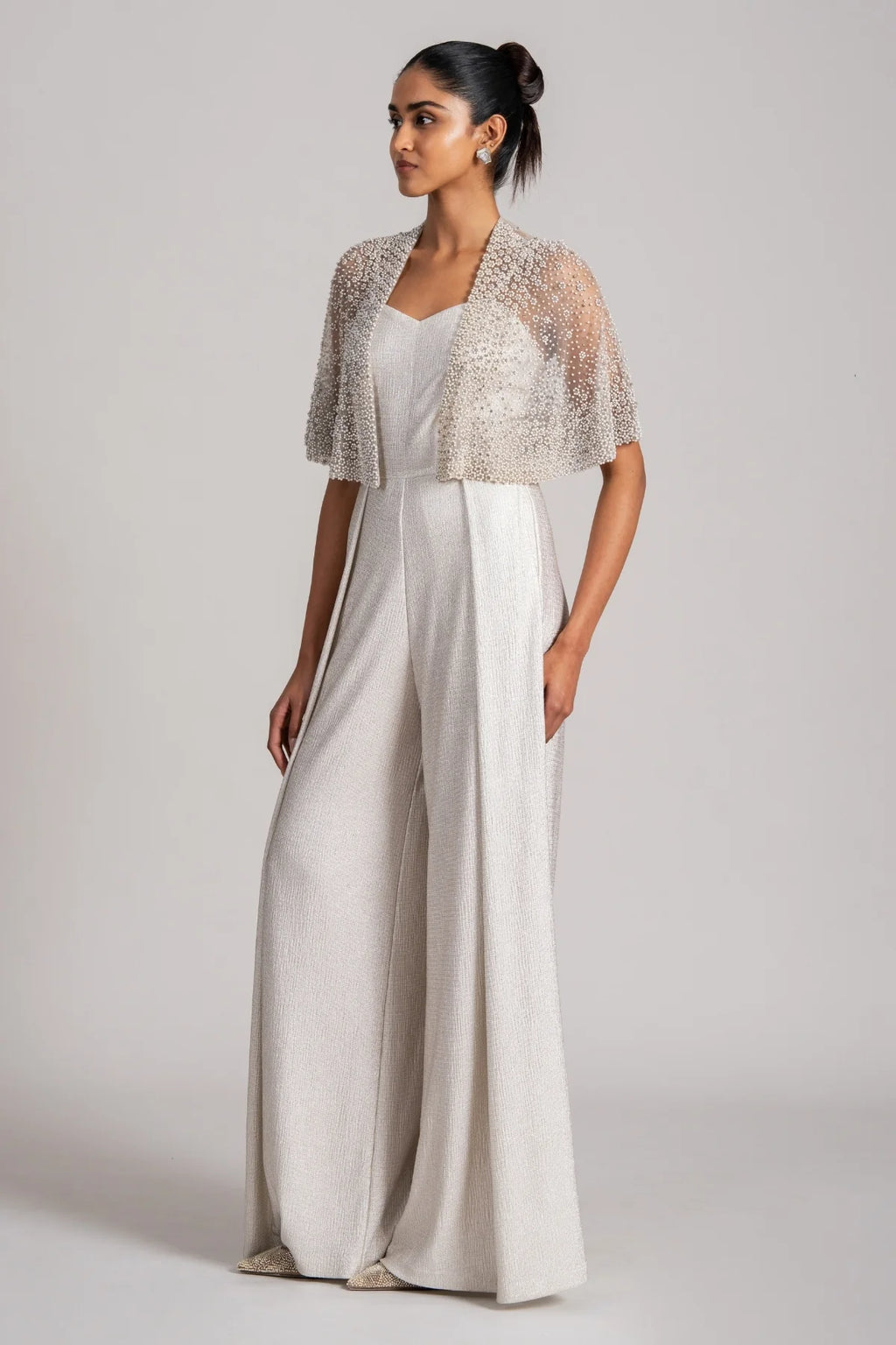 Ivory Jumpsuit With Cape