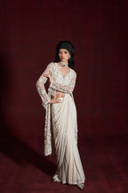 Ivory Drape Saree with Blouse & Jacket
