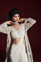 Ivory Drape Saree with Blouse & Jacket