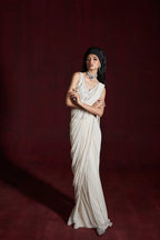 Ivory Drape Saree with Blouse & Jacket