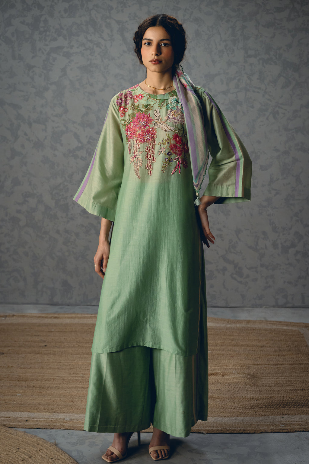 Kurta Pant Scarf Sky Blue