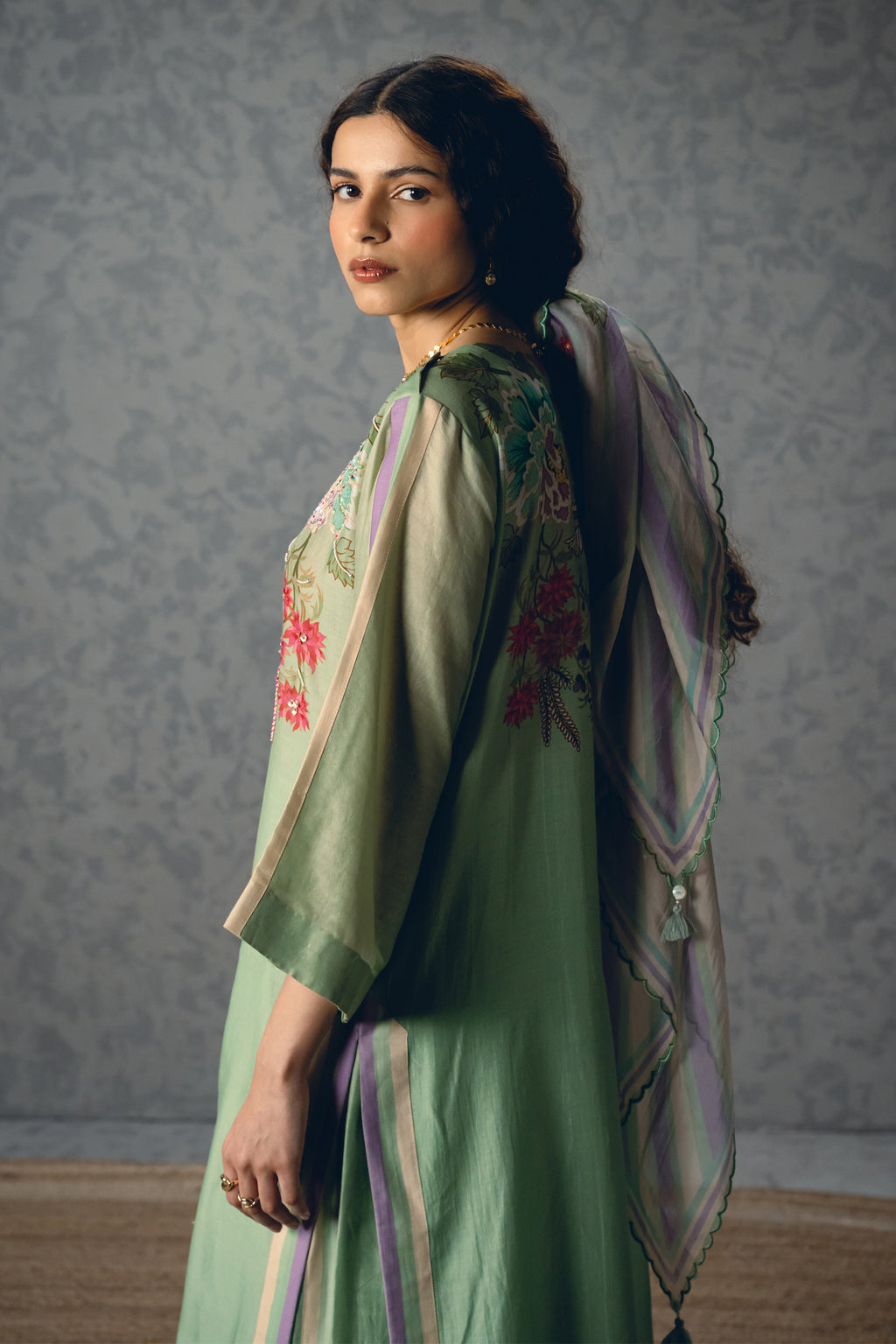 Kurta Pant Scarf Sky Blue
