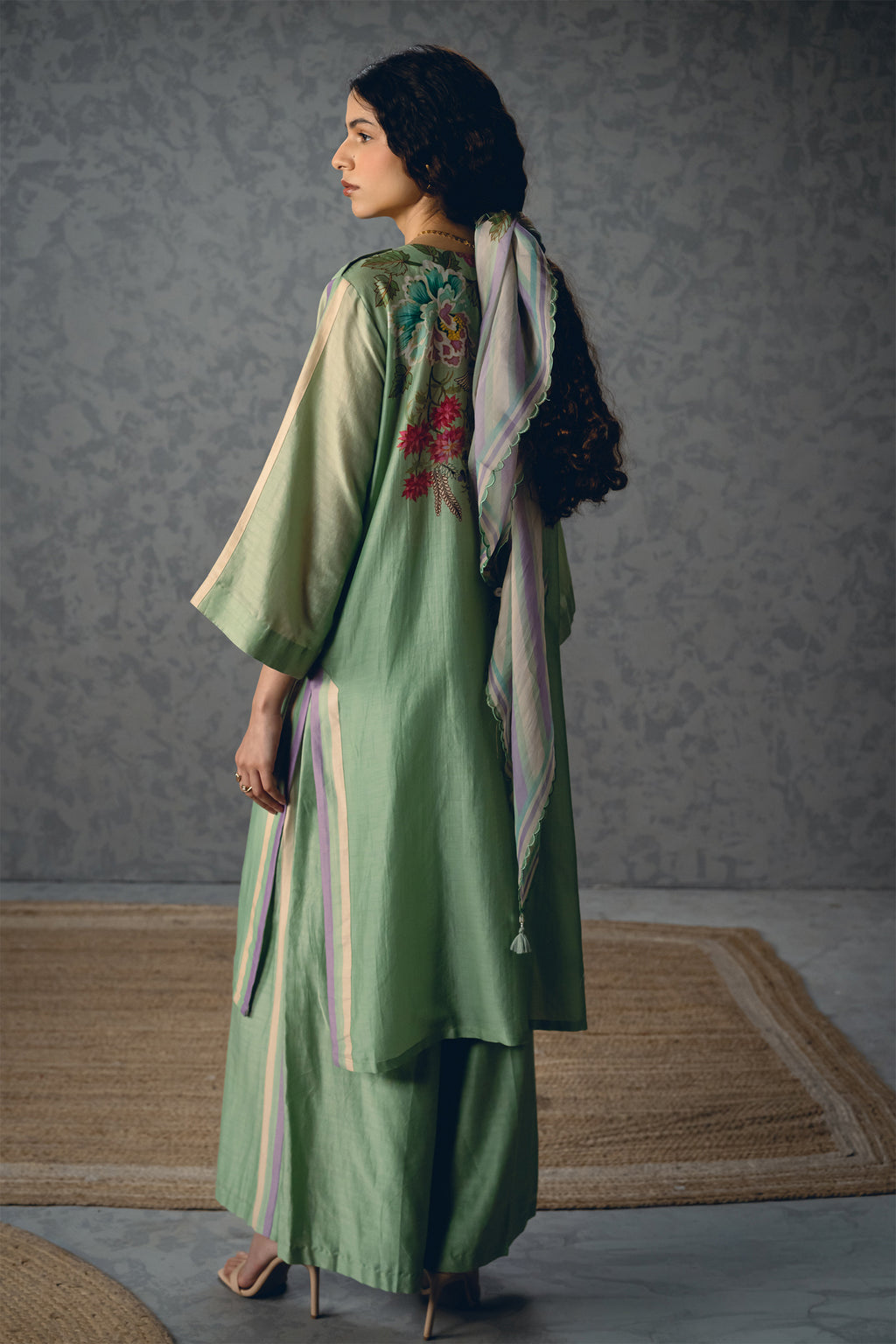 Kurta Pant Scarf Sky Blue