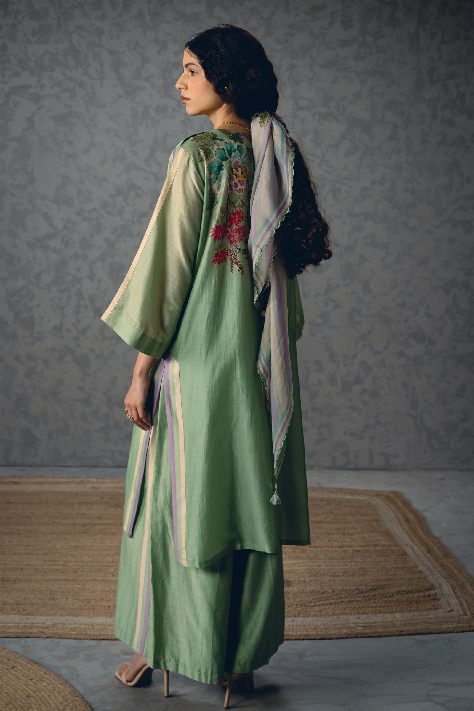 Kurta Pant Scarf Sky Blue
