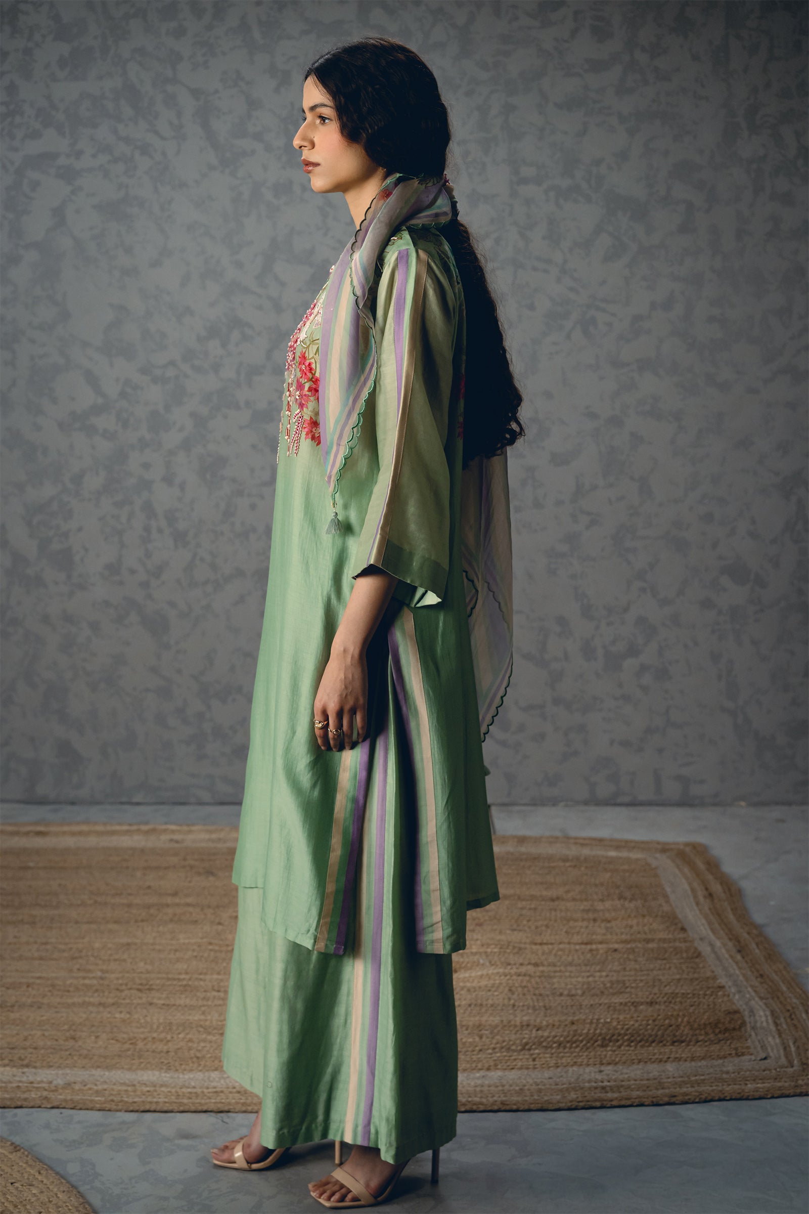 Kurta Pant Scarf Sky Blue