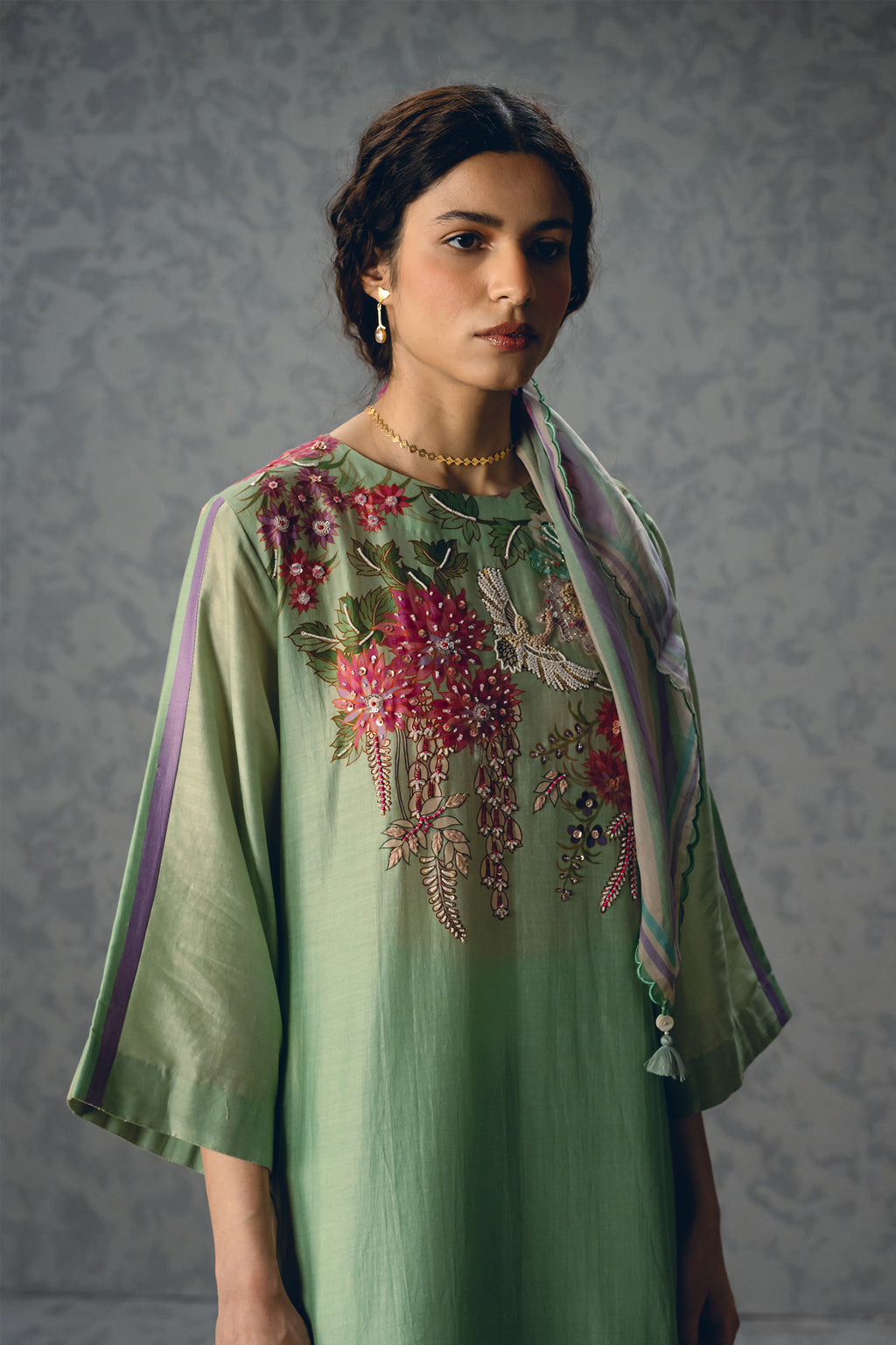 Kurta Pant Scarf Sky Blue