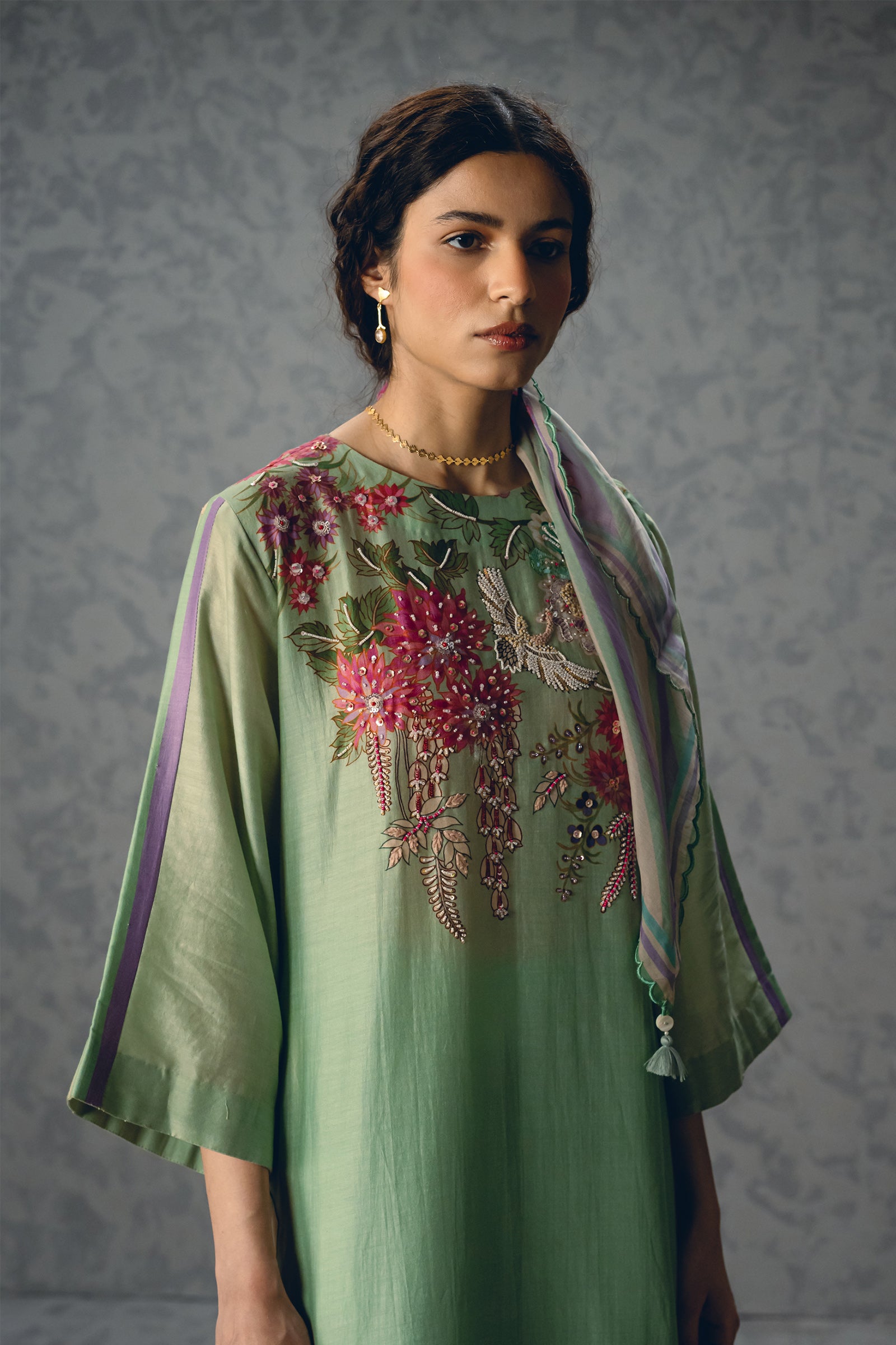 Kurta Pant Scarf Sky Blue