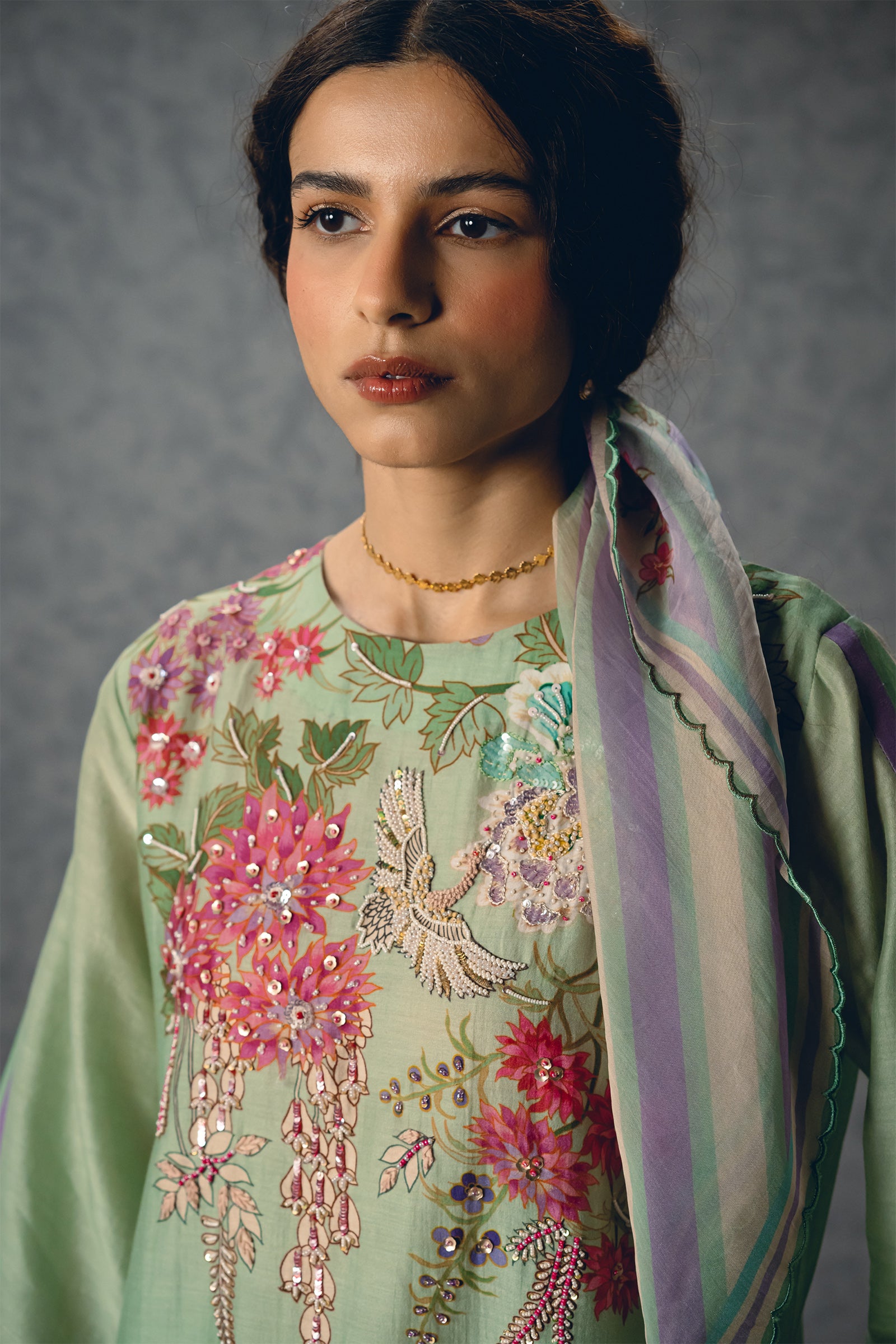 Kurta Pant Scarf Sky Blue