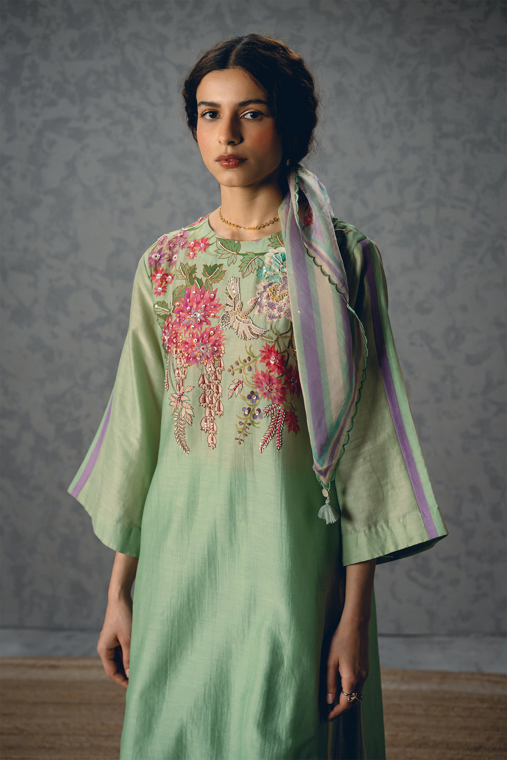 Kurta Pant Scarf Sky Blue