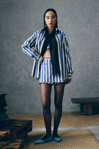 Skort Shirt Bustier Blue & White