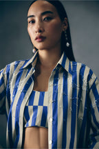 Skort Shirt Bustier Blue & White