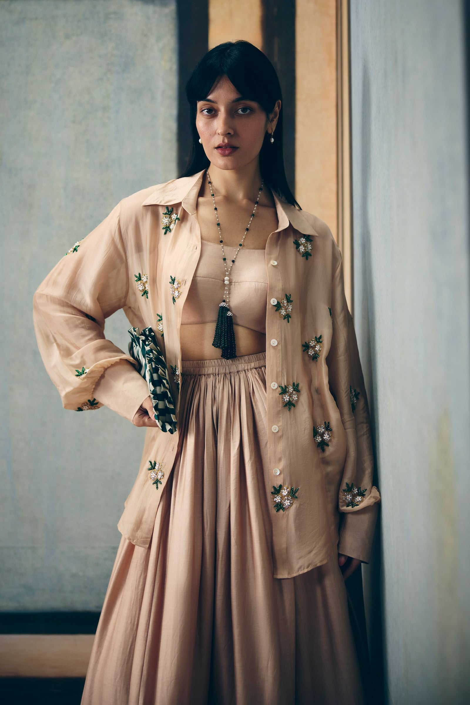 Skirt Bustier Shirt Nude