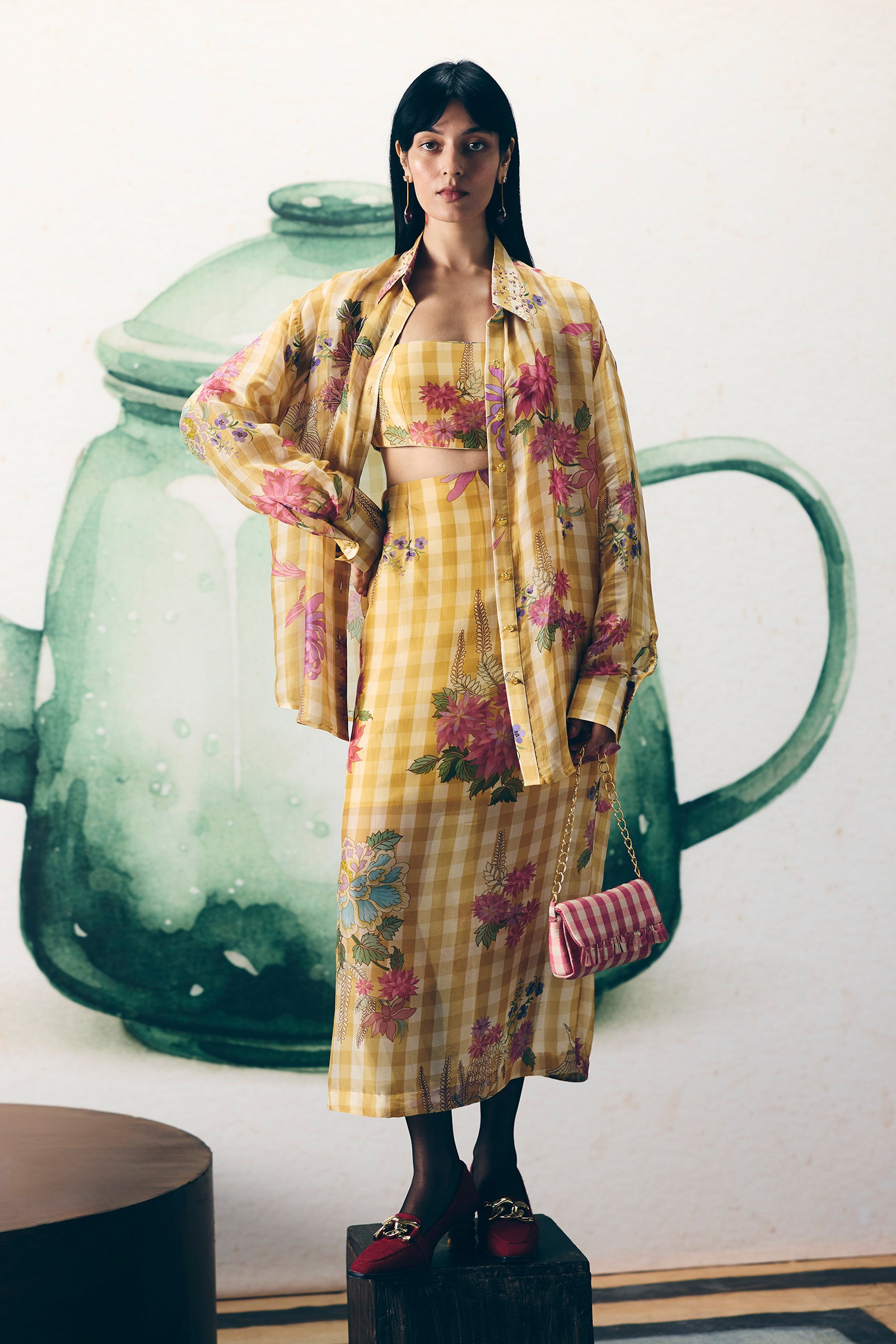 Skirt Shirt Bustier Yellow