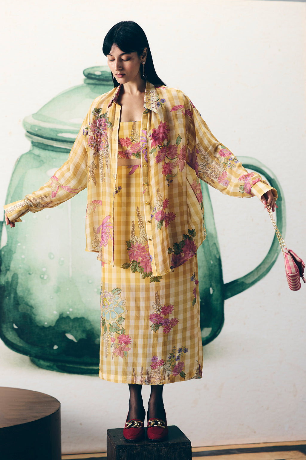 Skirt Shirt Bustier Yellow