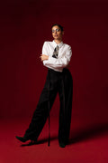 SHIRT SUSPENDERPANT TIE BLACK WHITE