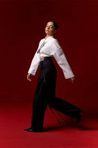 SHIRT SUSPENDERPANT TIE BLACK WHITE