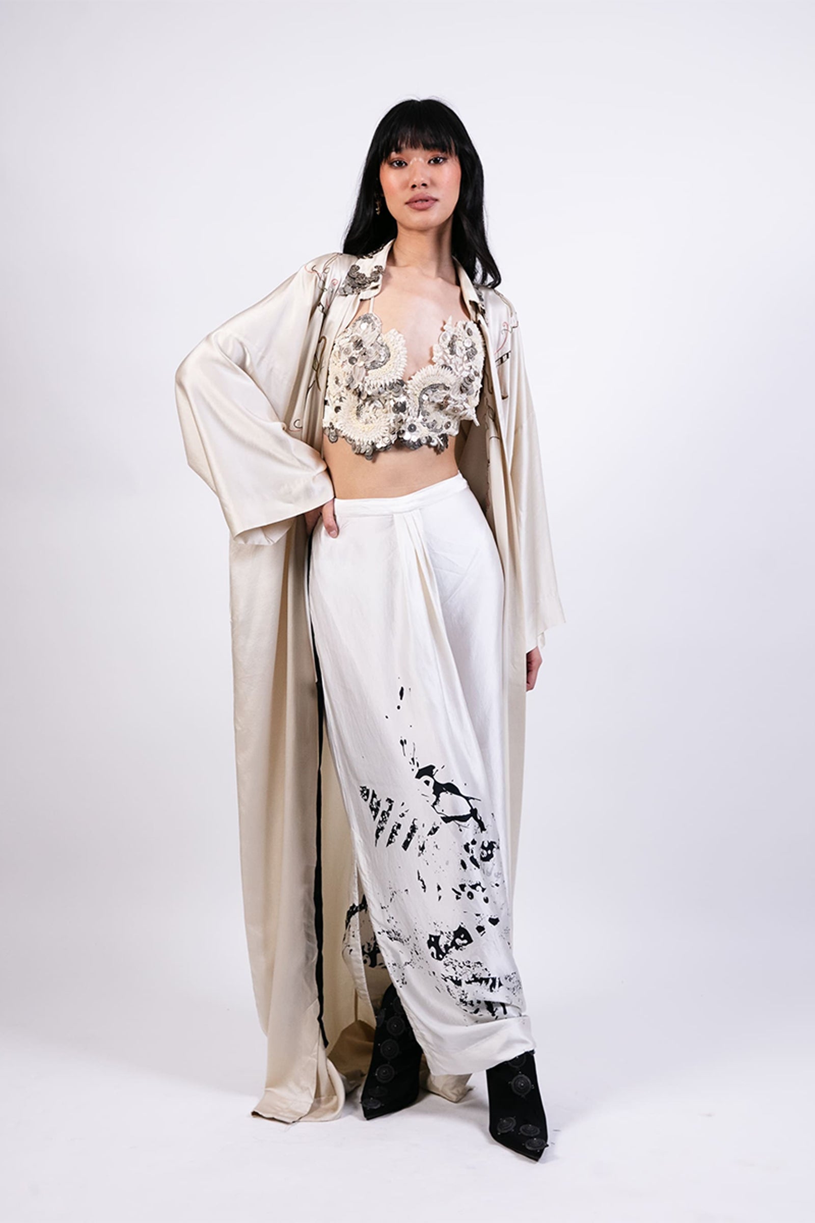 JACKET TOP SKIRT BLACK-WHITE