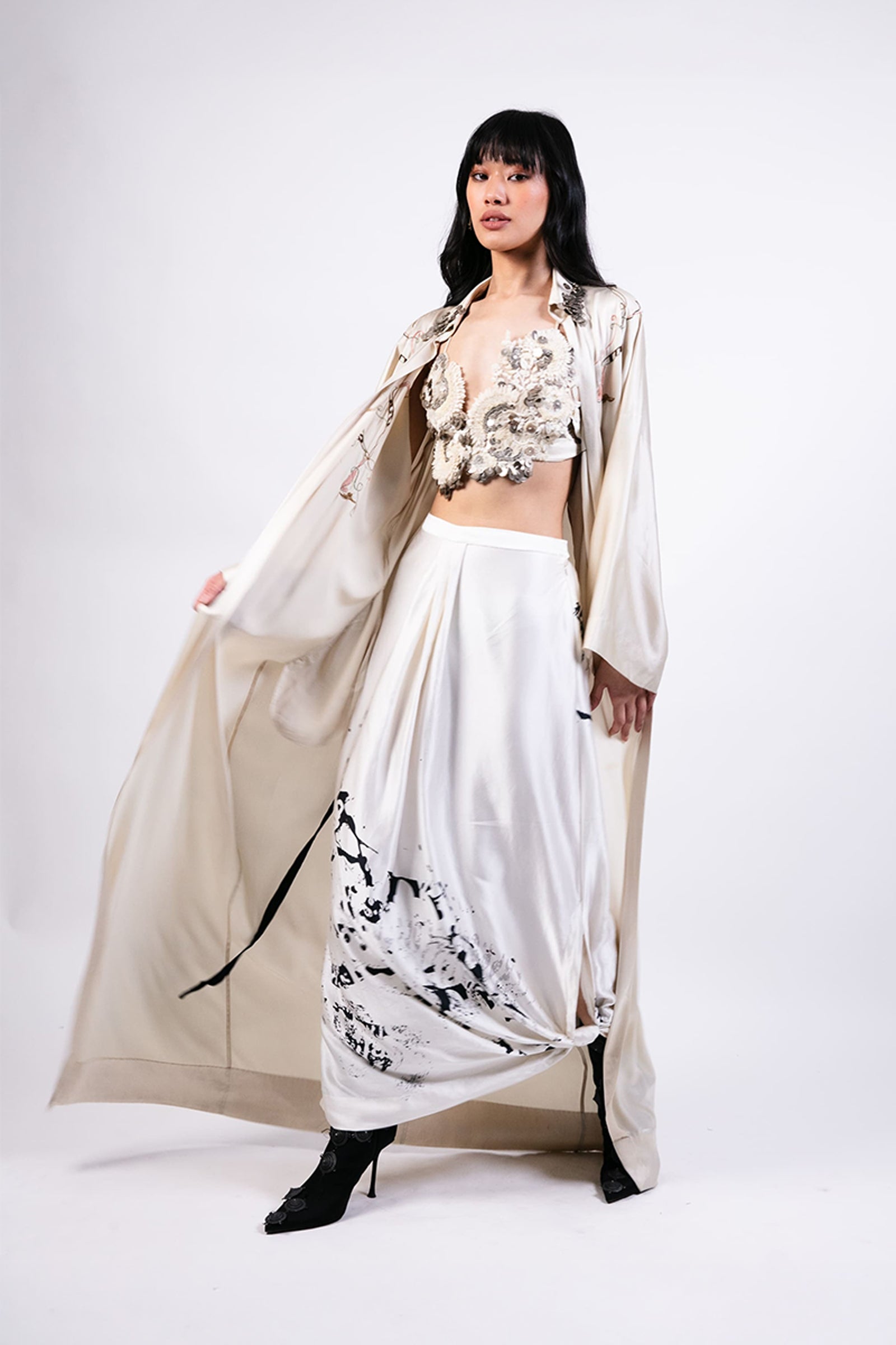 JACKET TOP SKIRT BLACK-WHITE
