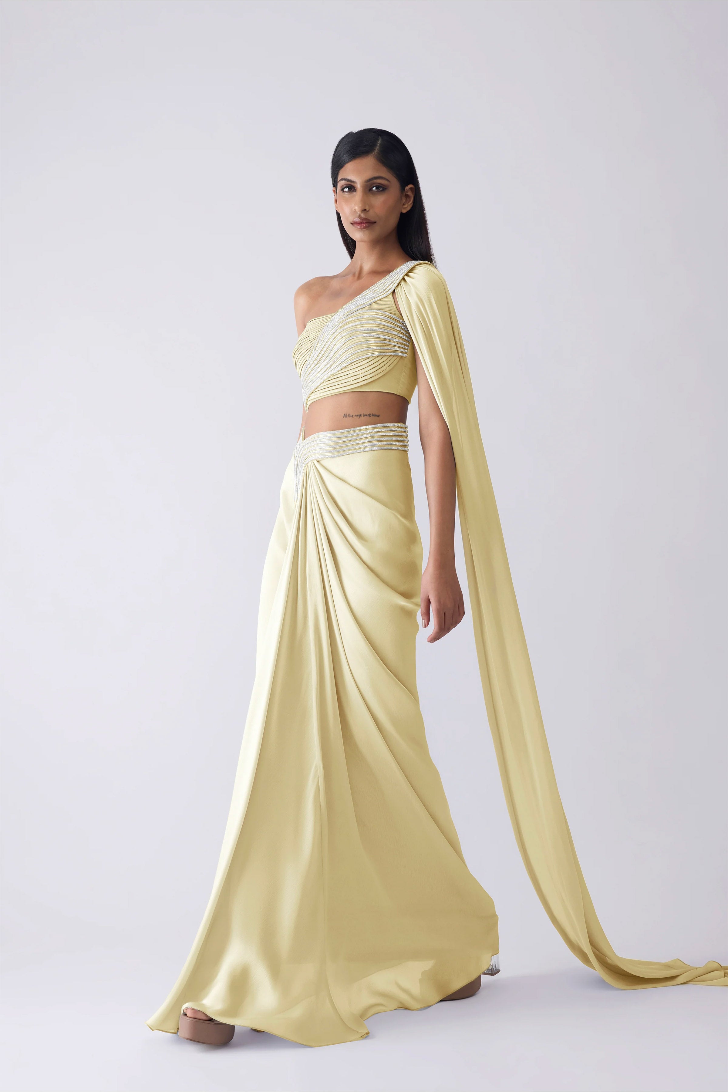 SKIRT TOP DRAPE ICE BLUE BUTTER ROSE