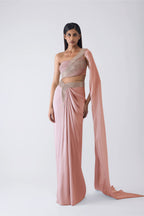SKIRT TOP DRAPE ICE BLUE BUTTER ROSE