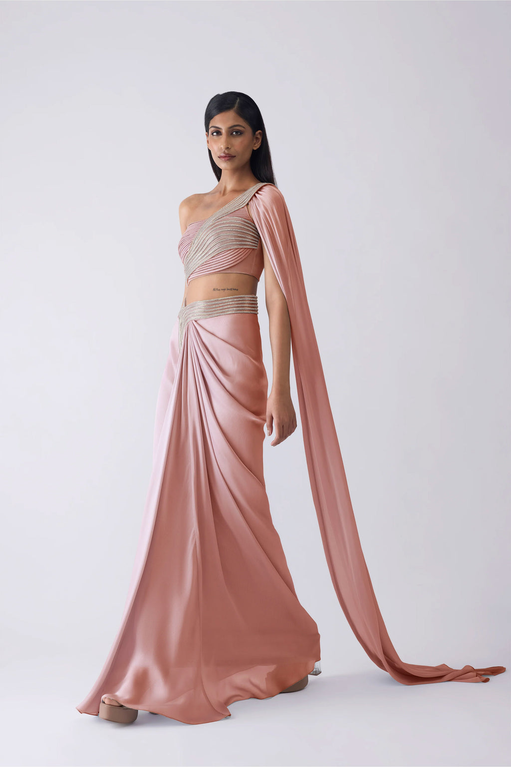 SKIRT TOP DRAPE ICE BLUE BUTTER ROSE