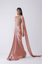 SKIRT TOP DRAPE ICE BLUE BUTTER ROSE