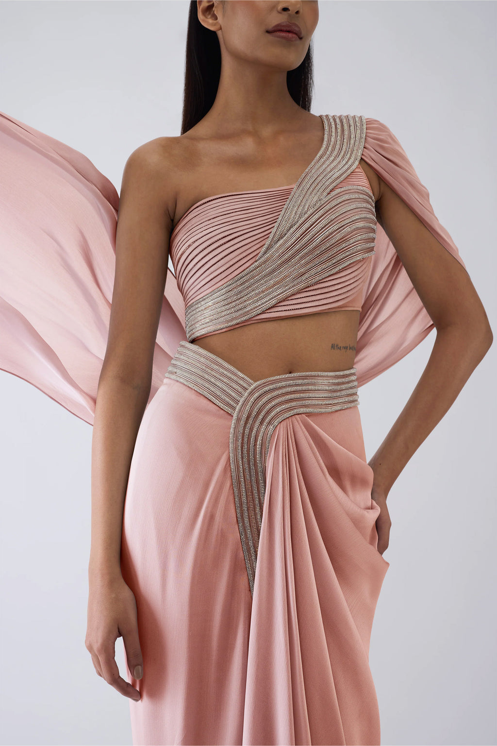 SKIRT TOP DRAPE ICE BLUE BUTTER ROSE