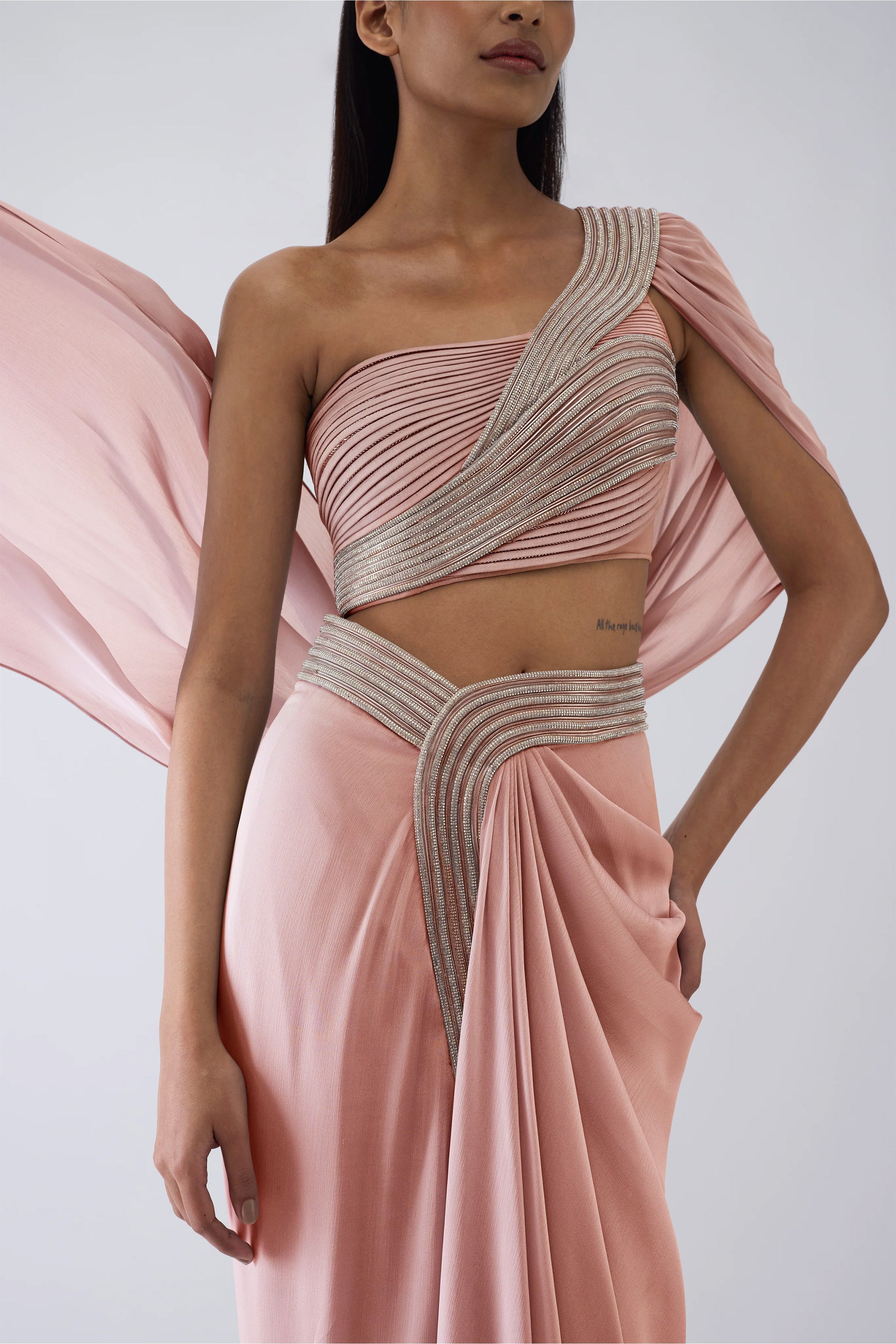 SKIRT TOP DRAPE ICE BLUE BUTTER ROSE