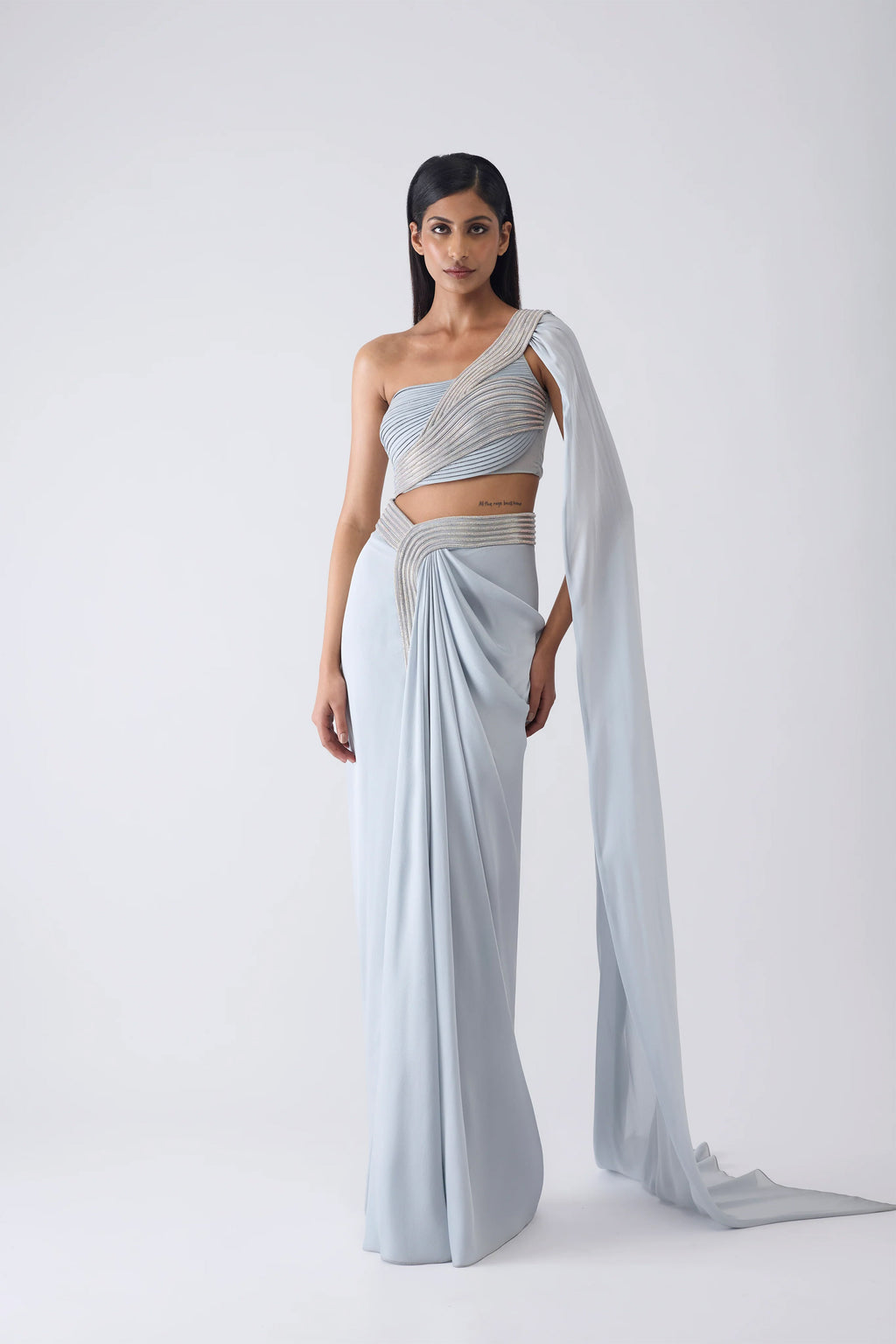 SKIRT TOP DRAPE ICE BLUE BUTTER ROSE