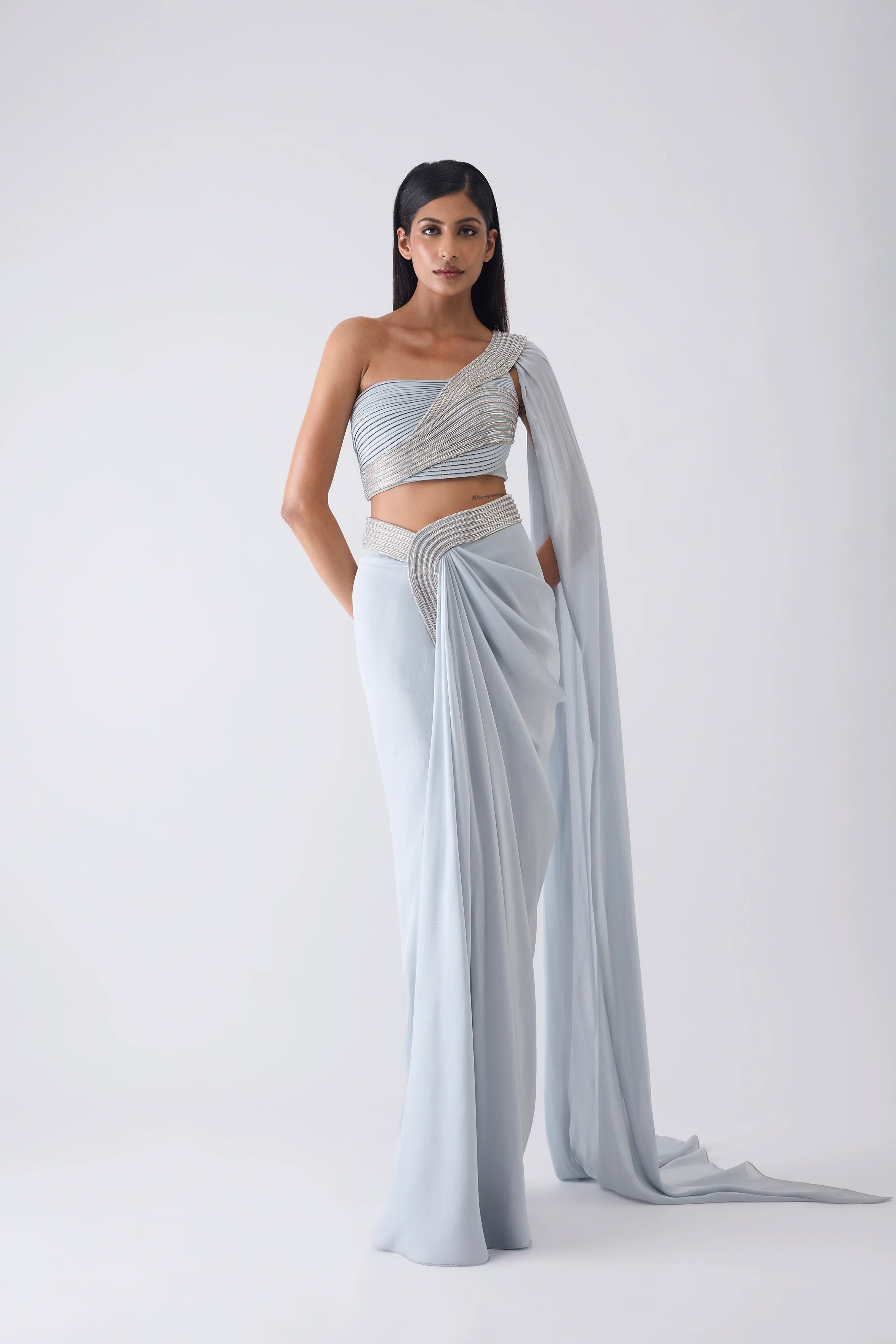 SKIRT TOP DRAPE ICE BLUE
