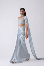 SKIRT TOP DRAPE ICE BLUE BUTTER ROSE