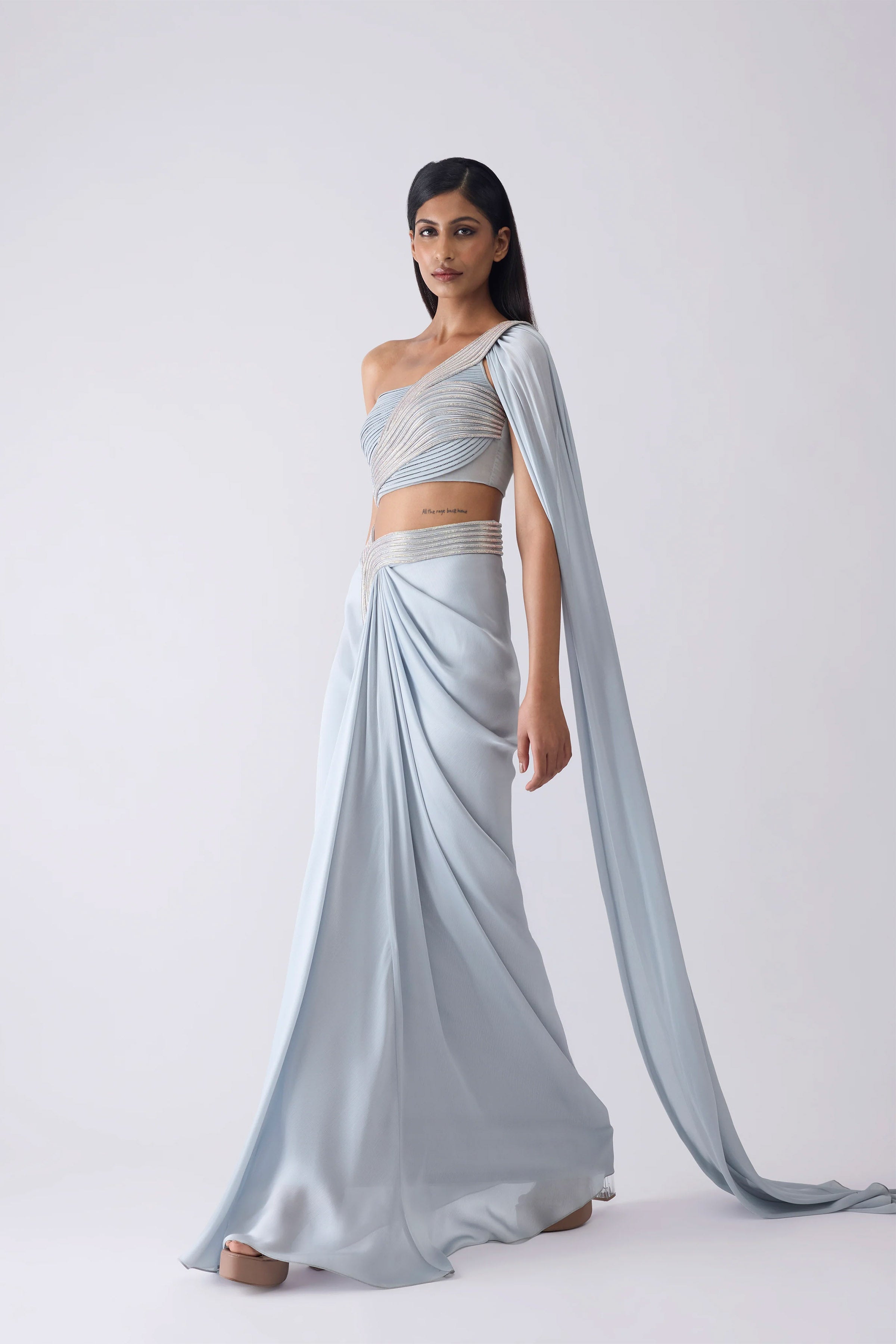 SKIRT TOP DRAPE ICE BLUE