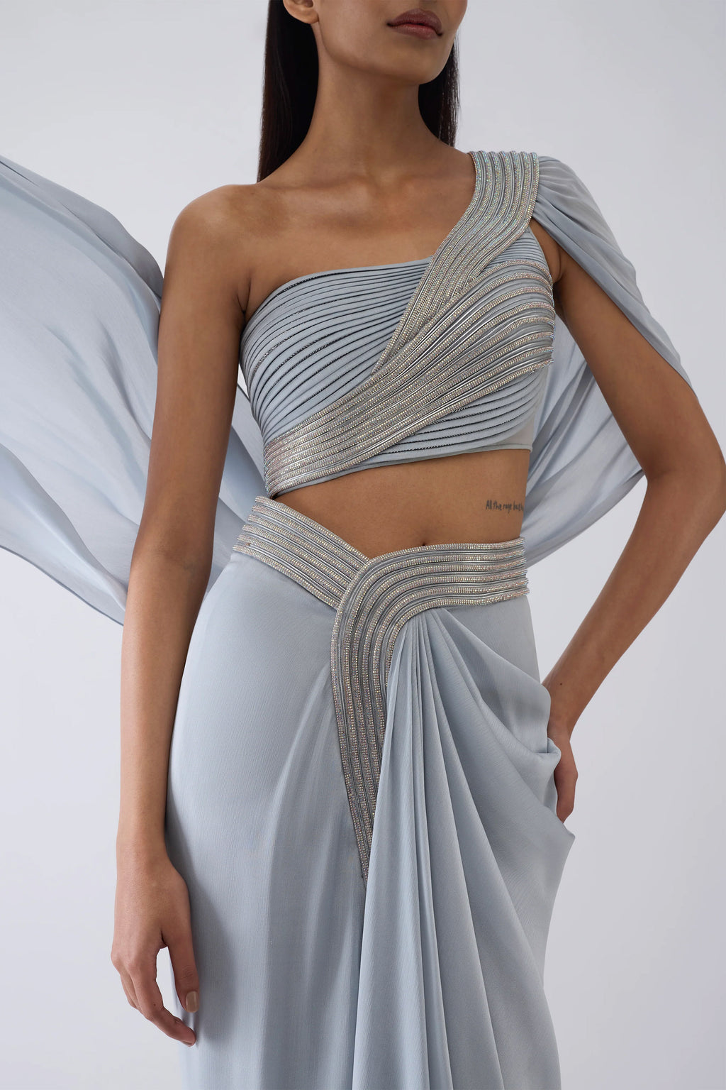 SKIRT TOP DRAPE ICE BLUE BUTTER ROSE