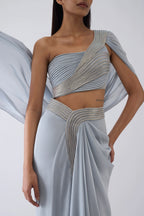 SKIRT TOP DRAPE ICE BLUE BUTTER ROSE