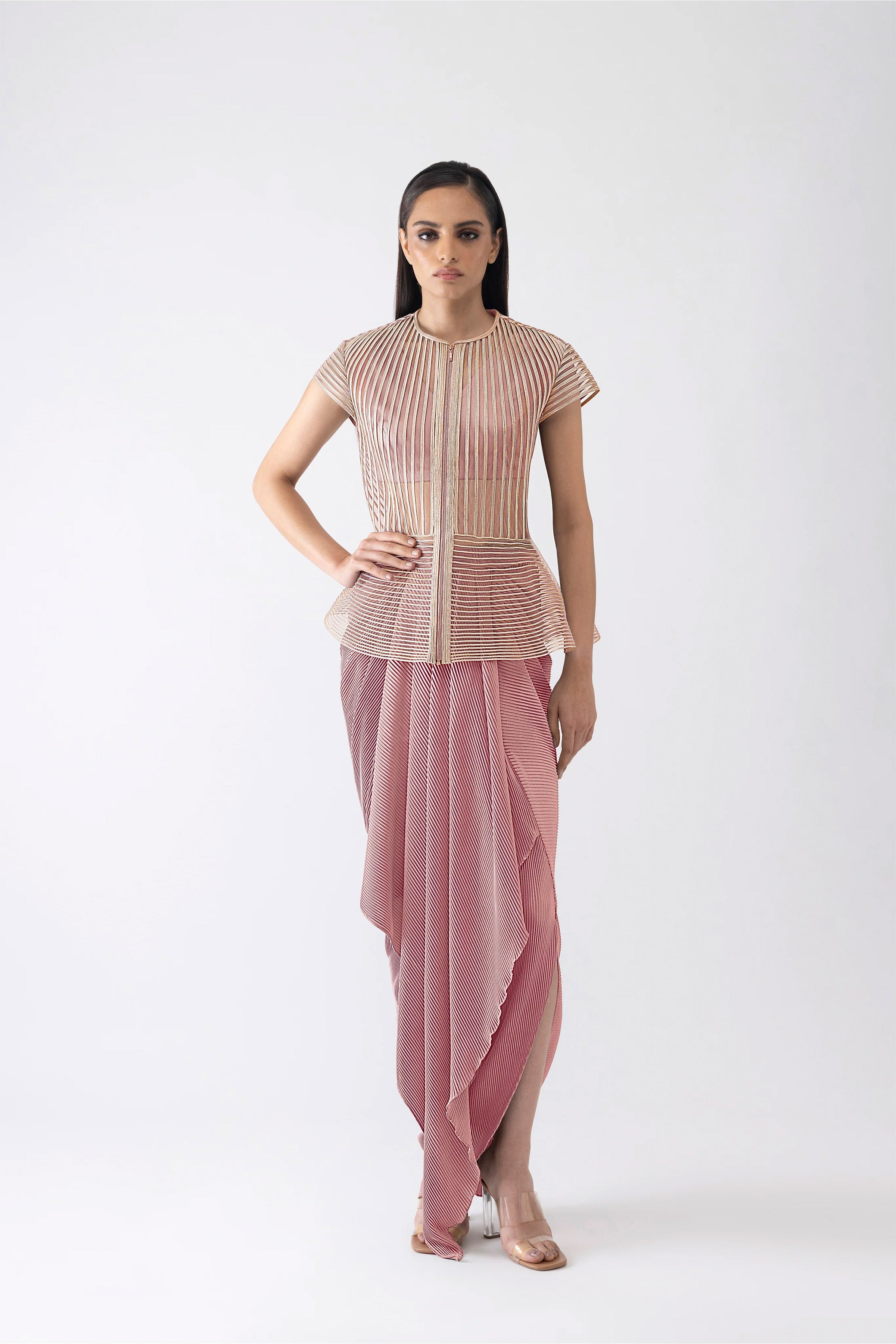 TOP DHOTI ICE GREY ROSE