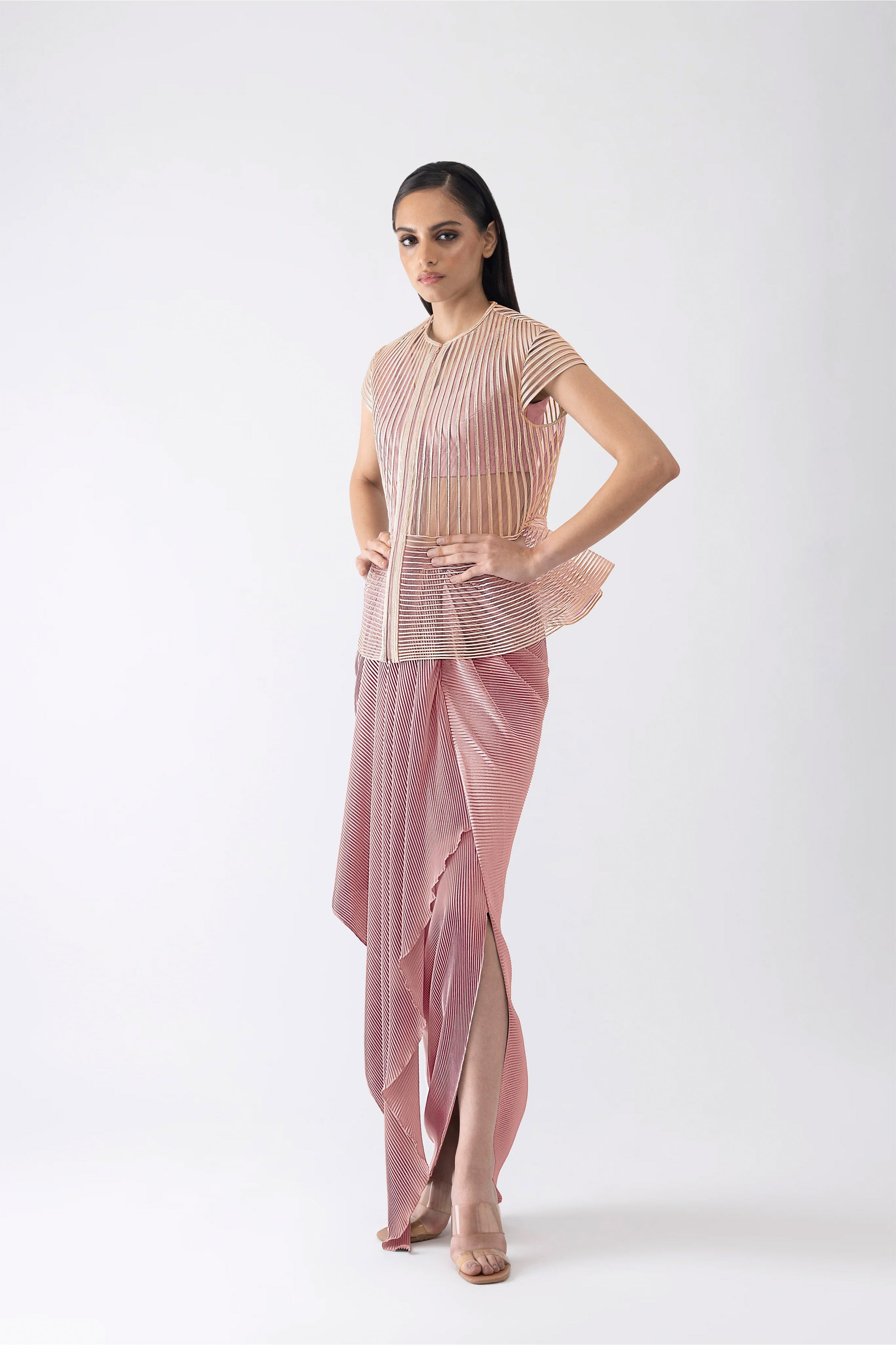 TOP DHOTI ICE GREY ROSE