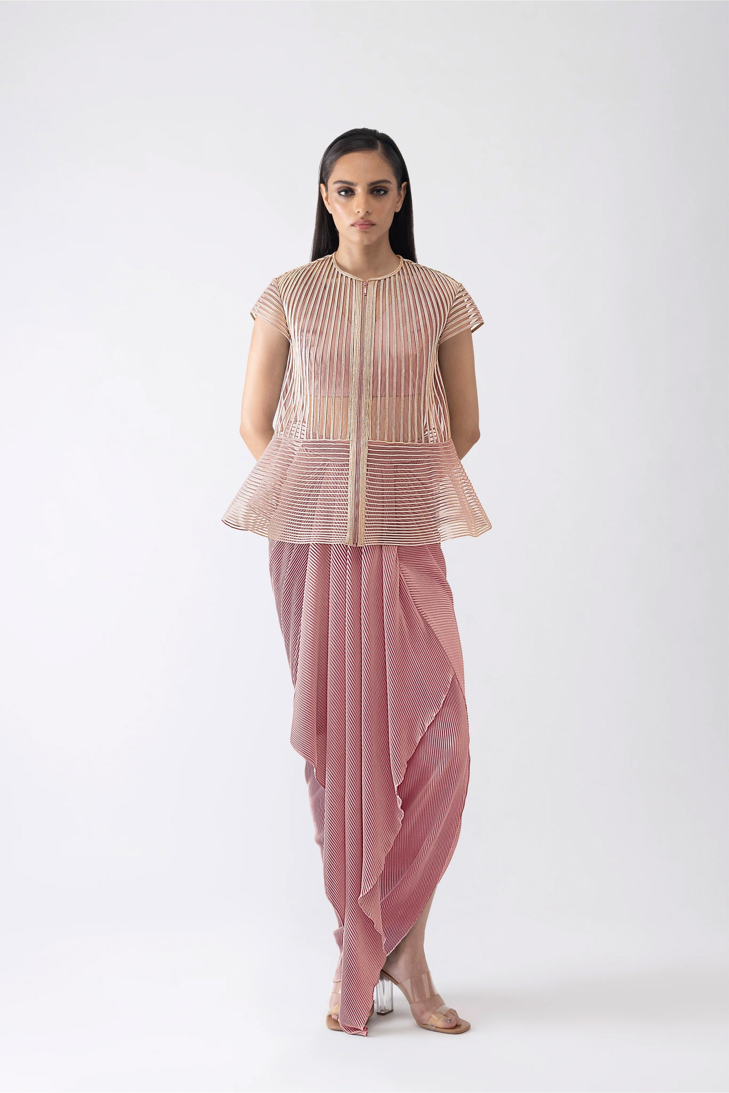 TOP DHOTI ICE GREY ROSE