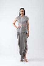 TOP DHOTI ICE GREY ROSE