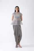 TOP DHOTI ICE GREY ROSE