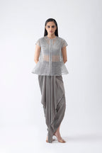 TOP DHOTI ICE GREY ROSE