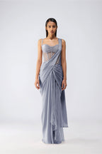 DRAPED SAREE CORSET BLUSH ICE BLUE