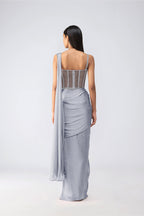 DRAPED SAREE CORSET BLUSH ICE BLUE