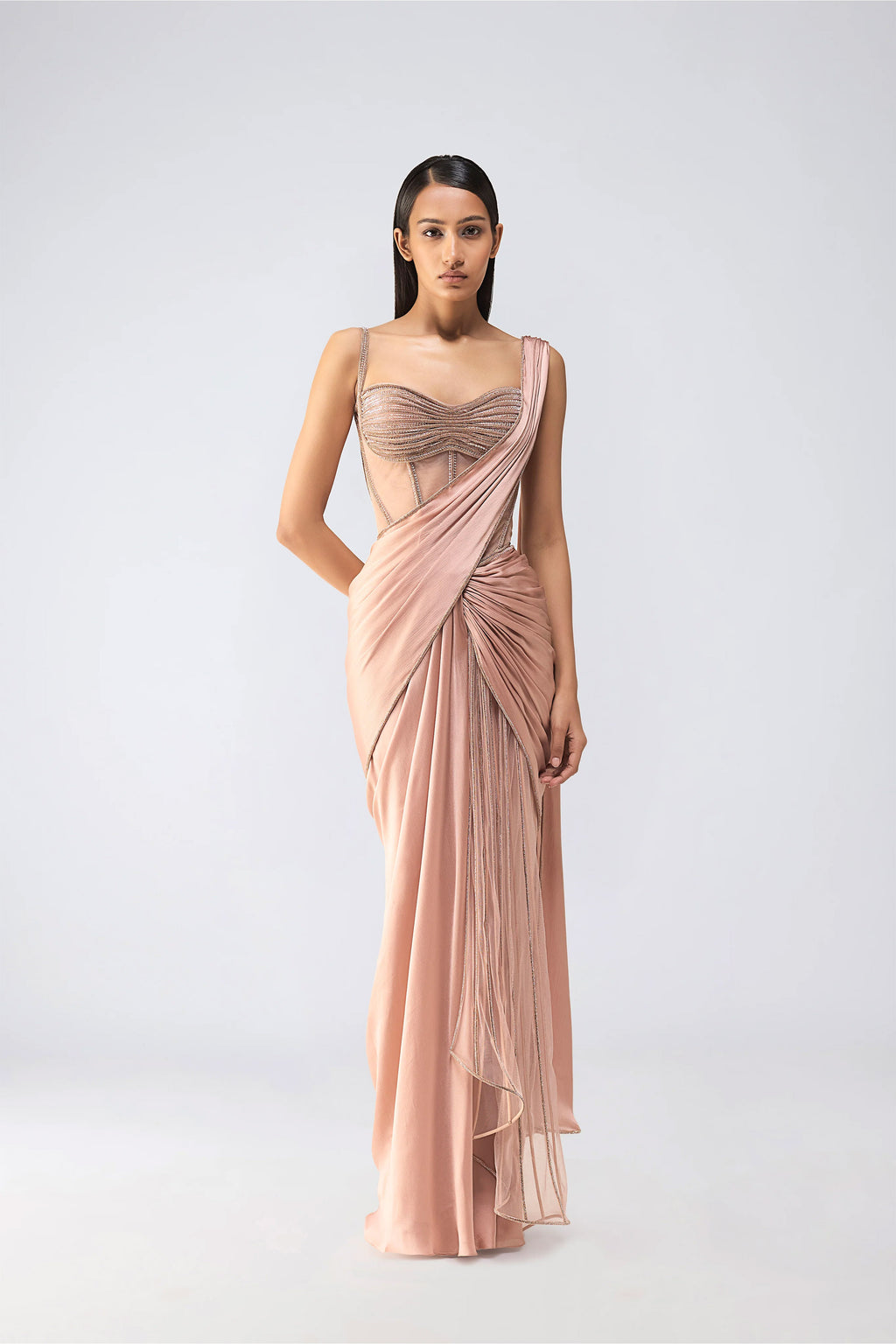 DRAPED SAREE CORSET BLUSH