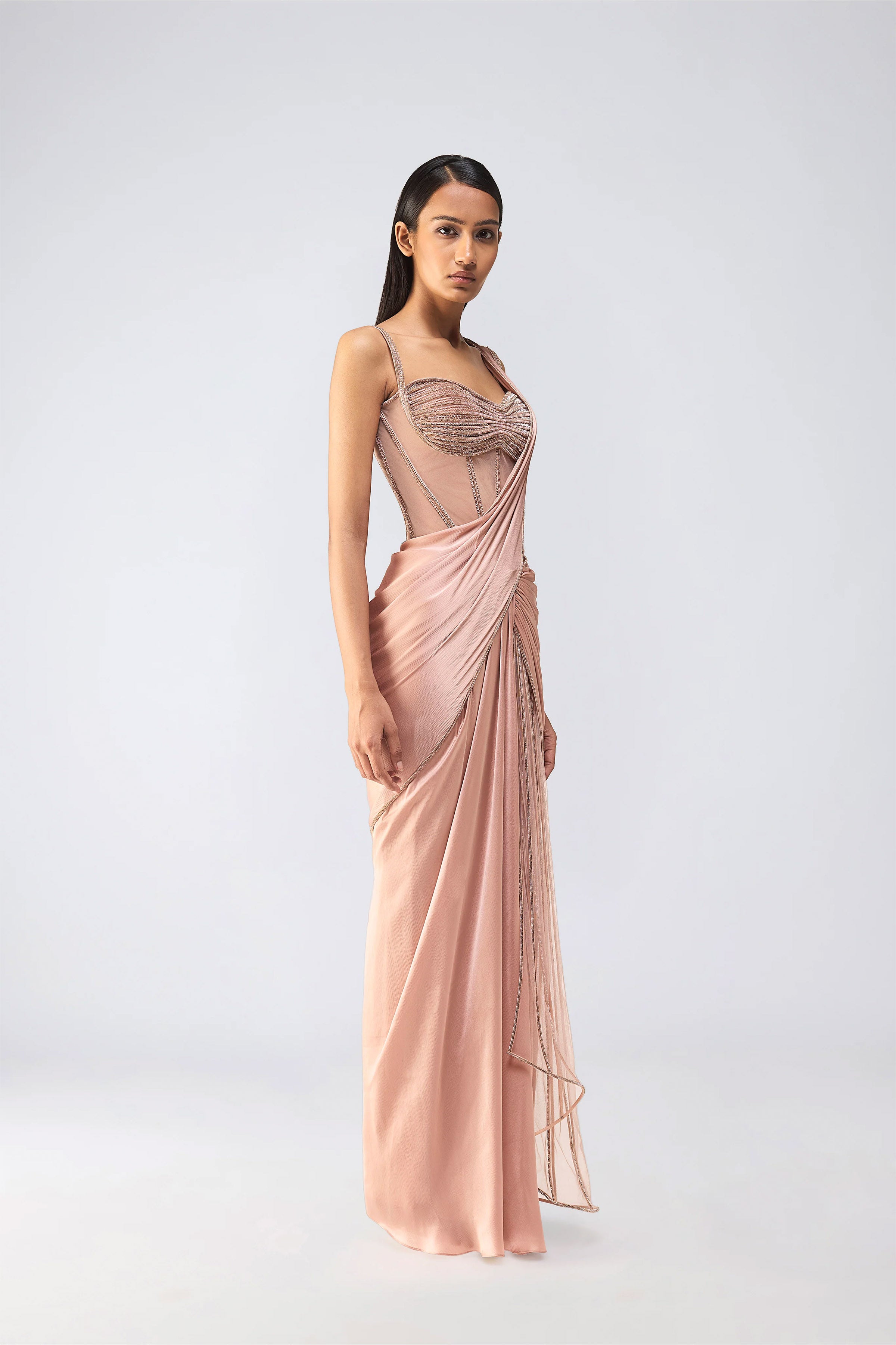 DRAPED SAREE CORSET BLUSH