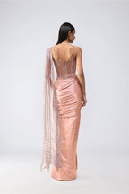 DRAPED SAREE CORSET ICE GREY ROSE