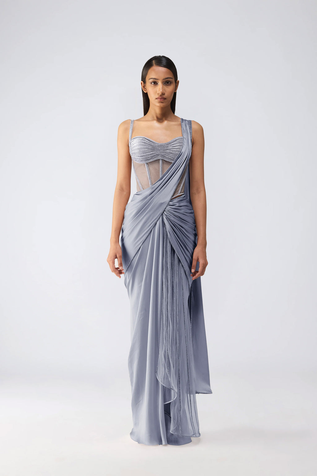 DRAPED SAREE CORSET ICE GREY