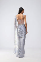 DRAPED SAREE CORSET ICE GREY