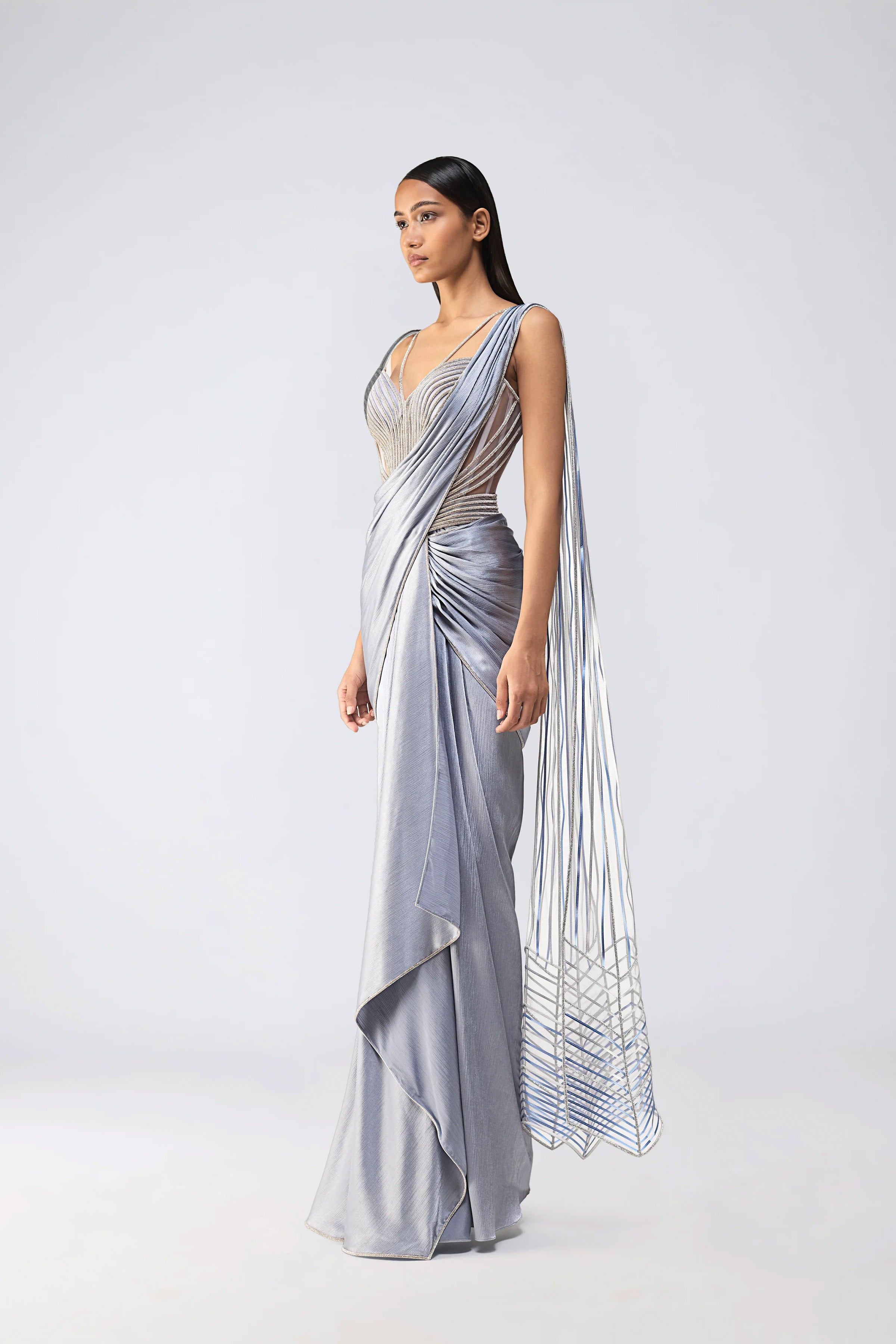 DRAPED SAREE CORSET ICE GREY
