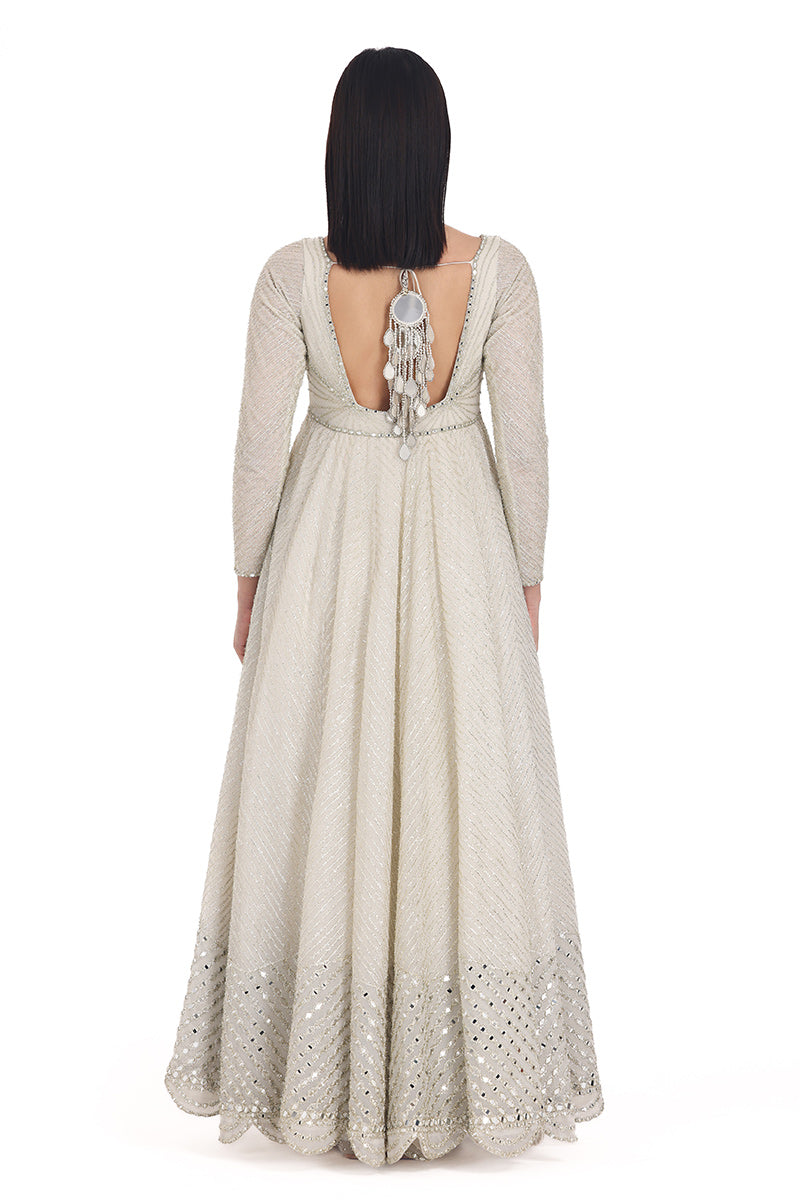 ABHINAV MISHRA ANARKALI DUPATTA CHURIDAR IVORY